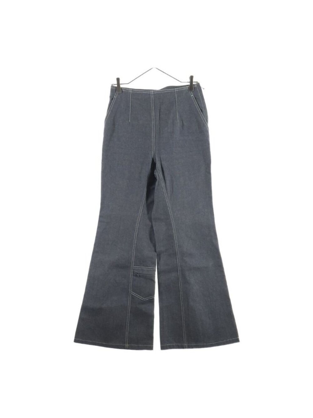 Chanel Crystal CC Logo Wide Denim Pants CC Flare Gray